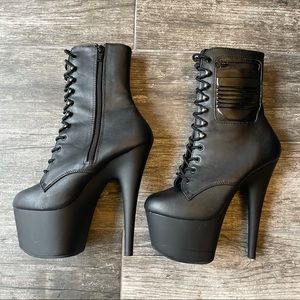 Pleaser Adore 1020PK Black Boot Heels